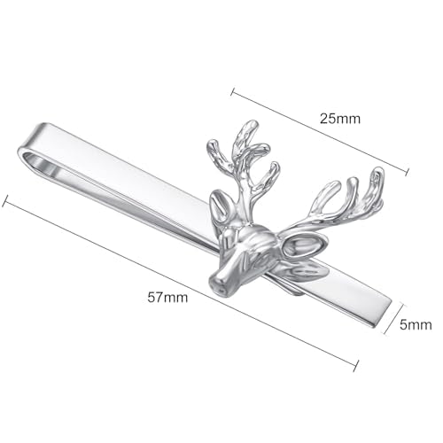 Christmas Tie Clips for Men 14k Gold Plated Silver Tie Pins with Cute Animal Deer/Lion/Dog/Cat Tie Bars Necktie Suit Tie Accessories Jewelry - style: Christmas Deer Tie Clip