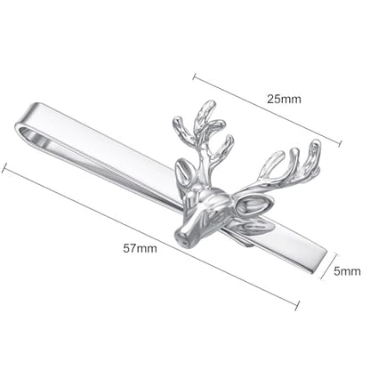 Christmas Tie Clips for Men 14k Gold Plated Silver Tie Pins with Cute Animal Deer/Lion/Dog/Cat Tie Bars Necktie Suit Tie Accessories Jewelry - style: Christmas Deer Tie Clip