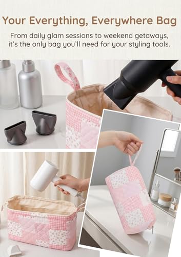 TeeYee Nylon Hair Tools Travel Bag for Dyson Airwrap Quilted Toiletry Bag | Travel Storage Bag for Shark Flexstyle/Curling Iron,Water-repellent,Wide-open,Well-structured,Heat-safe lining,001boho - color: Boho
