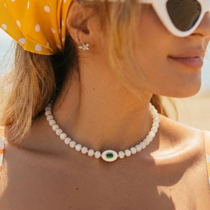 Chunky Beaded Necklace for Women Colorful Bead Choker Necklace Fashion Trendy Summer Boho Bead Statement Necklaces Beach Vocation Holiday Jewelry Gifts - color: White Beaded