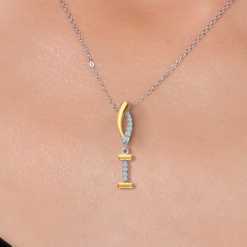 Gem Stone King Initial Pendant Necklace Letter A to Z Alphabet | 10K Yellow Gold and 925 Sterling Silver | White Lab Grown Diamond | Gift Women Mother's Day Wife Mom Girlfriend Anniversary Birthday | - style: Initial I