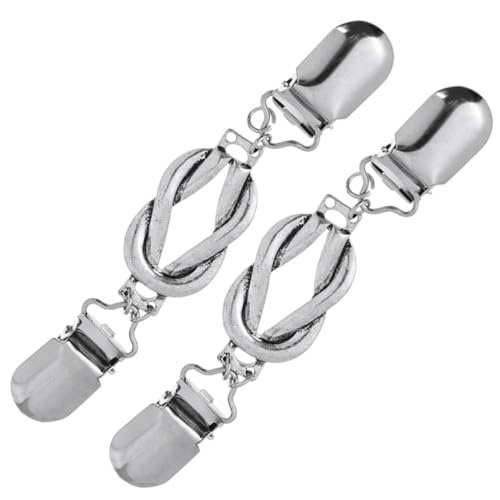 2pcs Vintage Retro Cardigan Clips for Women Silver Alloy Collar Clasps with Exquisite Antique Style, All-match Brooches to Add Elegance for Sweaters and Jackets