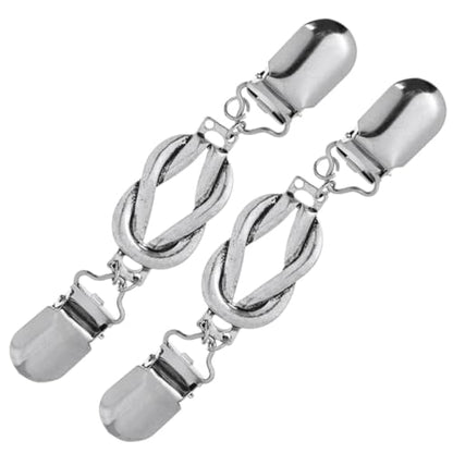 2pcs Vintage Retro Cardigan Clips for Women Silver Alloy Collar Clasps with Exquisite Antique Style, All-match Brooches to Add Elegance for Sweaters and Jackets