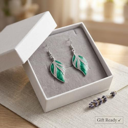 Leaf Dangle Earrings for Women, Boho Tropical Dangling Jewelry, Summer Earring Accessory, Birthday Gift for Her - color: Green