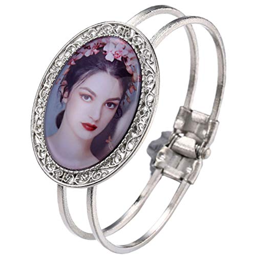Minache Gold Silver Oval Bezel Tray Cuff Bangles Bracelets for Women,20mm Blank Cuff Style Bracelet Trays for Bracelet DIY Making - color: style 2