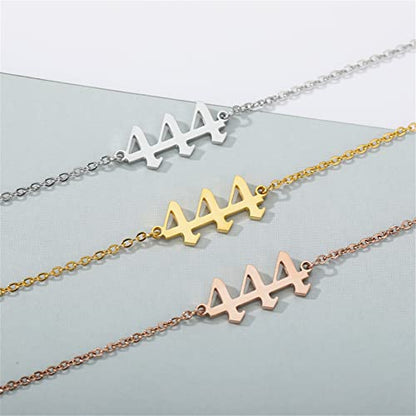 PAMTIER Angel Number Ankle Bracelet for Women Adjustable Chain | Stainless Steel, Dainty Simple Numerology Jewelry Gift - color: 5.5+2.8inch, Silver 222