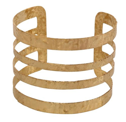 Touchstone Indian Bollywood Desire Brass Base Exotic Workmanship Free Size Cuff Bracelet in Antique Gold Or White Or Copper Tone for Women. - style: D211 Gold