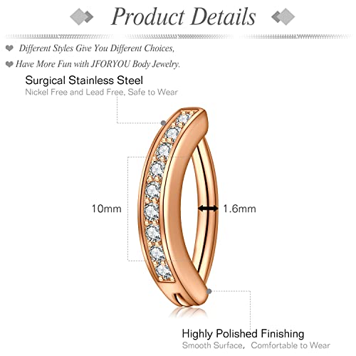Belly Button Rings Stainless Steel 14G CZ Opal Navel Rings Barbells Women Girls Belly Piercing Jewelry - color: Rose Gold Color-Clicker-StyleC: 5PCS
