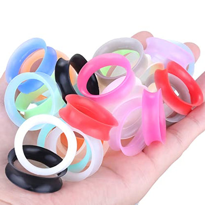 Xpircn 30Pcs Silicone Ear Gauges Flexible Ear Tunnels Plugs Stretchers Expander Double Flared Flesh Ear Piercing Jewelry for Women Men - style: Gauge:1"(25mm)