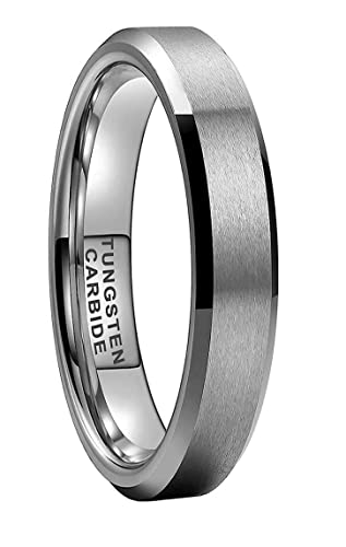 CROWNAL 3mm 5mm 7mm 9mm Tungsten Rings for Men Women Black/Silver/Gunmetal/Gold Beveled Polished Edges Matte Finish Comfort Fit 4-17 - color: Silver 3mm