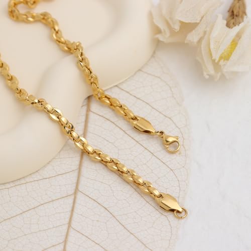 Jean Beau Gold Choker Necklace for Women, Simple 18K Gold Plated Adjustable Link Chain Prom Jewelry Gifts - color: Rolo