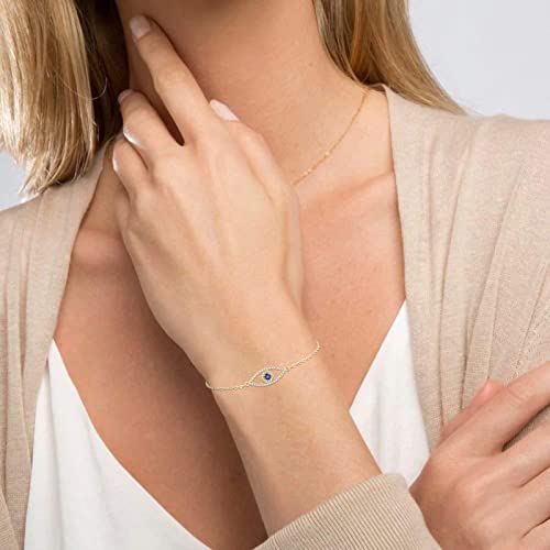Fesciory Evil Eye Bracelet for Women, Gold Plated Adjustable Chain Jewelry | Blue Evil Eye Charm Bracelet, Lucky Amulet Symbolism, Dainty Adjustable Chain, Daily wear, Jewelry gifts - color: Gold-2