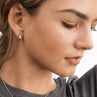 Me&Hz Gold Huggie Earrings Small Huggie Hoop Earrings for Women 14K Gold Plated Hypoallergenic Cubic Zirconia Huggies Mini Silver Hoop Earring for Women - color: Teardrop,Gold