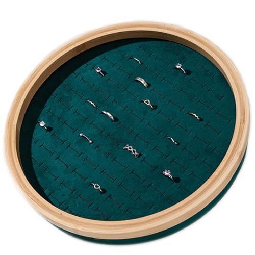 Ring Display Tray - Earring Storage Plate - Velvet Protection & Jewelry Display - Stackable Jewelry Organizer Trays for Collectibles & Gems,Green,Round 88 Slots - color: Green, size: Round 88 slots