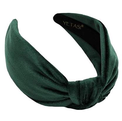 Green Headbands for Women Non Slip. Trendy Soft Velvet Headband's Girls Year-round Stylish Hair Accessory, All-Day Wear Adjustable Top Knot Head Band, Hairband Knotted Headband Fashion Designer - color: Green