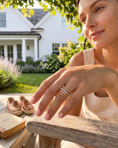 MUMREUES Gold Stackable Rings for Women Stackable Statement Jewelry - size: 7
