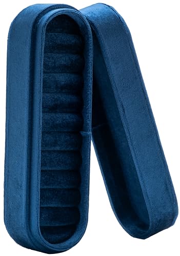 Velvet Small Multiple Ring Box Portable Organizer Display Storage | Travel Case Jewelry Earring Holder for Wedding Birthday Christmas Day (Dark Blue) - color: Dark Blue