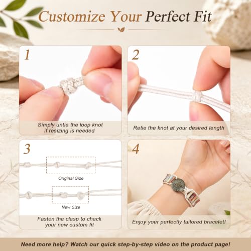 MOINSPIRE Boho Beaded Bracelets for Women - Adjustable Handmade Wrap Bracelet with Tube Natural Stone Beads, Colorful Beaded Strap Bohemian Jewelry Braided for Birthday Gifts - color: Agalmatolite