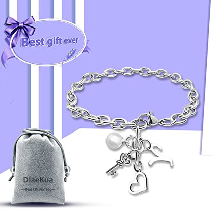 Initial A-Z Bracelets Gift for Women Girls Stainless Steel Chain Bracelet 26 Alphabet Jewelry Gifts for Birthday Anniversary Letter Bracelet Monogram Gifts for Sister Friend Girlfriends Mom 8.26 Inch - color: Y