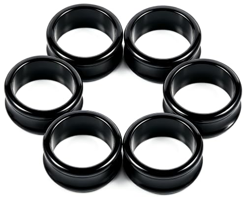 6G-50mm Acrylic Thin Black Gauges for Ear lightweight Tunnels Black Double Flared Ear Flesh Plugs Tunnels Earrings for Women Men - color: 26mm = 1 1/32 inch