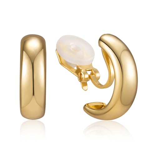 Women Trendy Minimalist Clip On Earrings Non-piercing Huggie Hoop Earrings