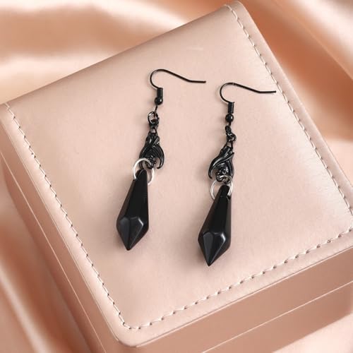 ONLYJUMP Gothic Vampire Bat Earrings Necklace Set for Women Vintage Goth Dark Bat Earrings Blood Pendant Necklaces Mystic Witch Halloween Costume Jewelry Gifts - style: Black