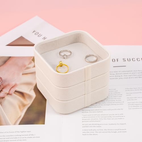 Set of 3 Small Stackable Jewelry Organizer Trays Mini Jewelry Drawer Oragnizer Small Jewelry Display Tray for Necklace Bracelet Rings Earrings and Makeup (White) - color: White