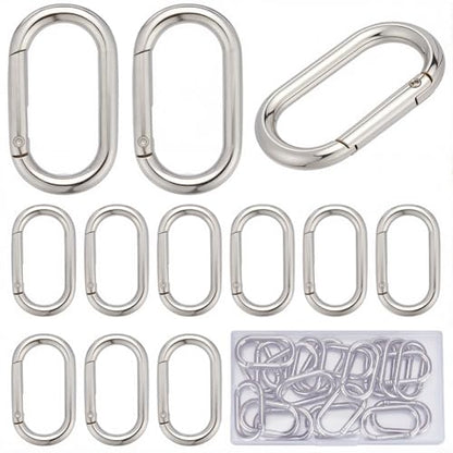 SUNNYCLUE 1 Box 24Pcs Trigger Spring O Rings O Ring Clips 44x25mm Rounded Rectangle Purse Ring Clip Clasps Spring Key Ring Carabiner Clips Keyring Snap Hooks Buckles for Jewelry Clasps DIY Crafts - color: 1 Box 24pcs Spring Buckles 44x25mm