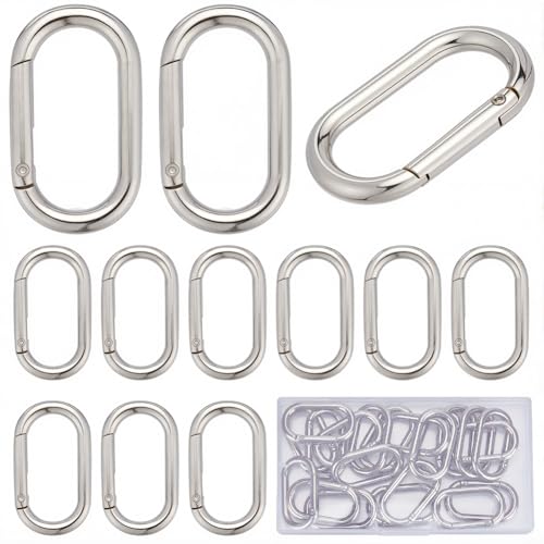 SUNNYCLUE 1 Box 24Pcs Trigger Spring O Rings O Ring Clips 44x25mm Rounded Rectangle Purse Ring Clip Clasps Spring Key Ring Carabiner Clips Keyring Snap Hooks Buckles for Jewelry Clasps DIY Crafts - color: 1 Box 24pcs Spring Buckles 44x25mm