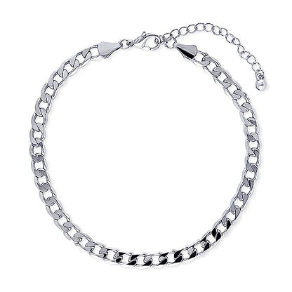 BERRICLE Curb Chain Anklet Ankle Bracelet for Women, Base Metal