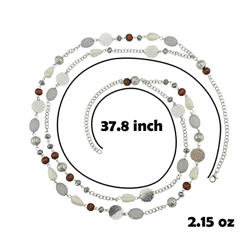 Bocar Long Necklaces for Women Trendy, Boho Layered Crystal Beaded Collar Necklaces for Women, Fashion Statement Necklaces Jewelry - color: Grey