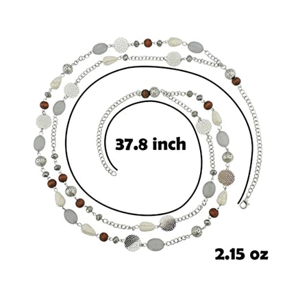 Bocar Long Necklaces for Women Trendy, Boho Layered Crystal Beaded Collar Necklaces for Women, Fashion Statement Necklaces Jewelry - color: Grey