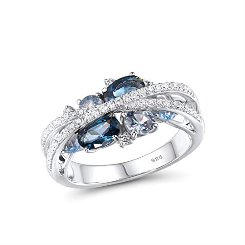 Santuzza 925 Sterling Silver Twist Ring White Cubic Zirconia Rings - color: [A]Blue