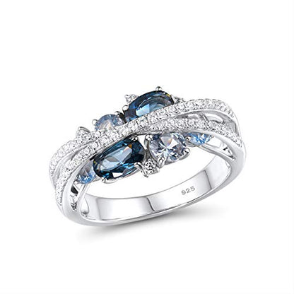 Santuzza 925 Sterling Silver Twist Ring White Cubic Zirconia Rings - color: [A]Blue