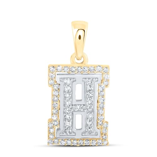 Sonia Jewels Solid 10K Yellow and White Gold Two Tone Real Natural Diamond Womens A-Z Initial Letter Pendant Charm for Necklaces 1/6 Carat (.17 Cttw) - style: H - 10k White and Yellow Gold