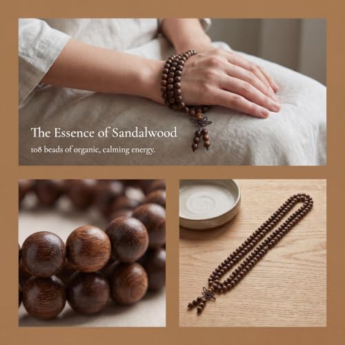 Handmade Mala Beads Bracelet 108 8mm Prayer Meditation Bracelet Sandalwood Elastic, Buddhist Beads, Prayer Mala Necklace for Men and Women Gifts - color: Black Rosewood