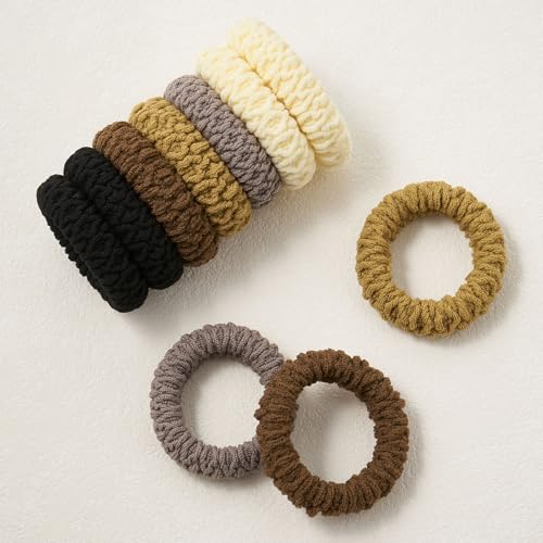 QIUTIMIY 10 Pcs No Damage Hair Ties Thick Hair Elastic Rubber Bands Hair Accessories Scrunchies Seamless for Women - color: Style 7