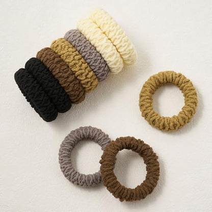 QIUTIMIY 10 Pcs No Damage Hair Ties Thick Hair Elastic Rubber Bands Hair Accessories Scrunchies Seamless for Women - color: Style 7