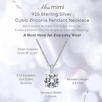 925 Sterling Silver Cubic Zirconia Necklace and Earrings Set for Women, Heart, Cushion, Round, Emerald Cut CZ, Solitaire Bezel Jewelry Set, CZ Bridal Jewelry Set, Bridesmaid Gift - style: Round Cut