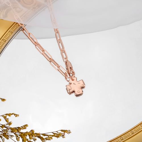 CHESKY Cross Necklace for Women, 14K Gold/Silver Plated Paperclip Necklace | Chunky Cross Necklace, Statement Pendant Charm Necklace, Gold Jewelry for Women, Fashion Accessories - color: Rosegold