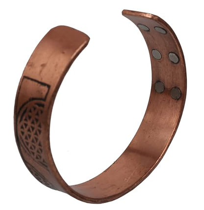 Touchstone magnetic copper bracelets for men women in gift box, engraved | 100% pure solid real adjustable bangle bracelet cuff jewelry; 12X ultra strength with 3500 gauss neodymium magnets; - style: Marvelous Motifs