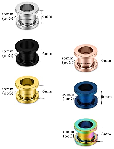 Vsnnsns 14G 12G 8G 6G 4G 2G 0G 00G Stainless Steel Ear Tunnels Screw Fit Ear Plugs Tunnels Gauges Set 1.6MM 2MM 3MM 4MM 5MM 6MM 8MM 10MM - color: 00G-10mm