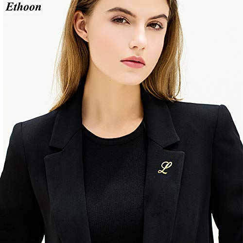 Initial Letter Brooch Pin Small Lapel Pin Tie Tack Name Personalized Gifts for Women Men Gold A-Z - style: E