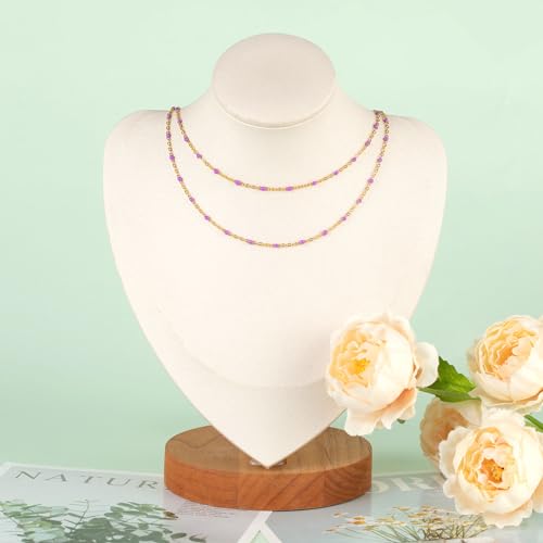 KYUNHOO 5 Meters Gold Stainless Steel Chains for Jewelry Making with Clasps | Purple Enamel Beaded Chain Roll Necklace Bracelet Making Supplies Small Gold Cable Chain Link - color: Gold-Purple-2mm