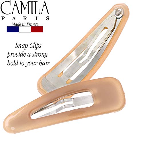 Camila Paris CP3090 French Hair Barrettes Clips, Snap Hair Slides Clic Clac for Women, Styling Girls Side Slide-in Metal Snap Pin Hair Accessories for Women. Strong Hold, No Slip Grip, Made in France - color: Beige 2"