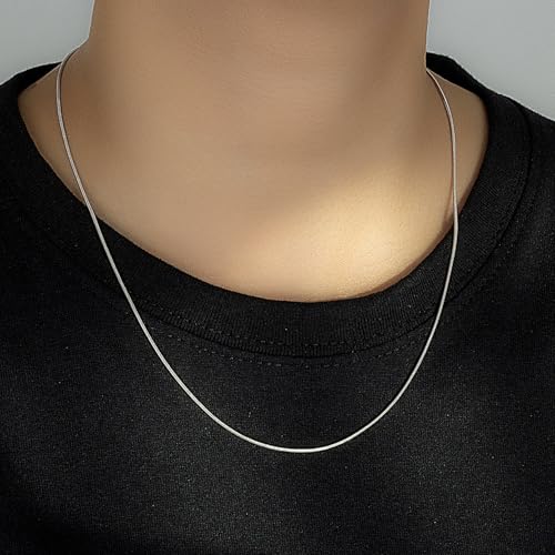 Dankadi Women 925 Sterling Silver Magic Snake Chain Necklace- Men 1.2MM Solid Snake Chain Flexible Choker 16"-30" Italian Silver 24K Gold Over Jewelry - color: Silver, size: 18 inch