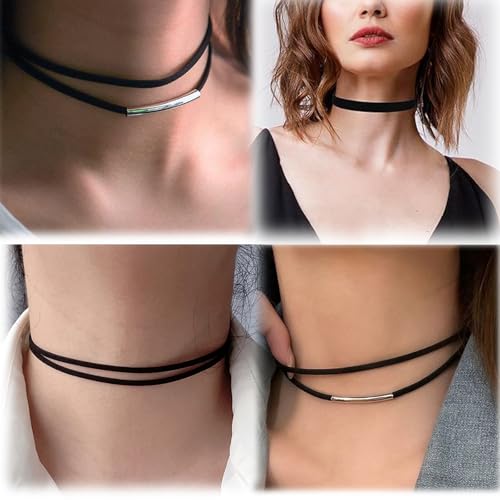 Black Choker Necklace Set Velvet Lace Choker Daisy Gothic Punk Classic Choker - color: 4PCS A
