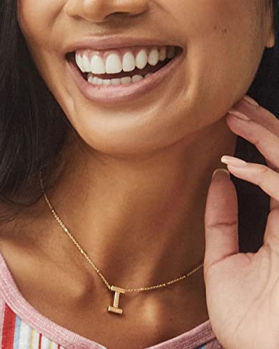 Kendra Scott Letters A-Z Pendant Necklace for Women, Fashion Jewelry, 14k Gold-Plated Brass - color: Letter I