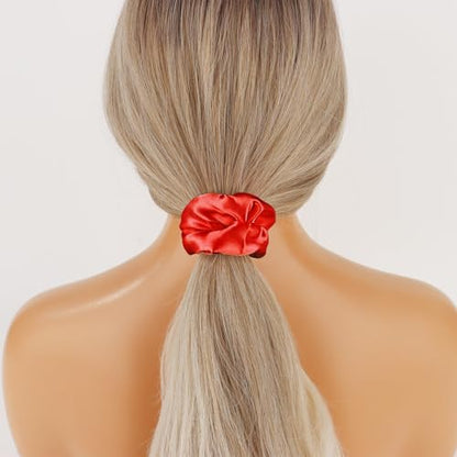 16 Pcs Satin Scrunchies Bridesmaid Proposal Gifts Hair Ties Scrunchies for Women Girls Bachelorette Party Favors (red) - color: red