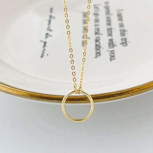 Airmb Gold Layered Necklaces for Women 14k Gold Plated Dainty Stackable Choker Necklaces for Women Trendy Layering Chain Cute Pendant Necklace Set Gold Jewelry for Women - color: Gold Circle